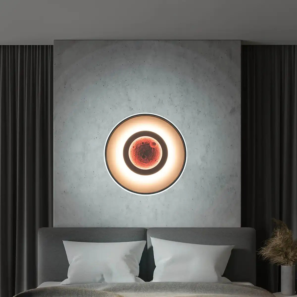 LED Deckenleuchte CCT / RGB mit Mondstruktur, Ø 50 cm, viele Funktionen, aus Metall und Kunststoff, inkl. Fernbedienung
