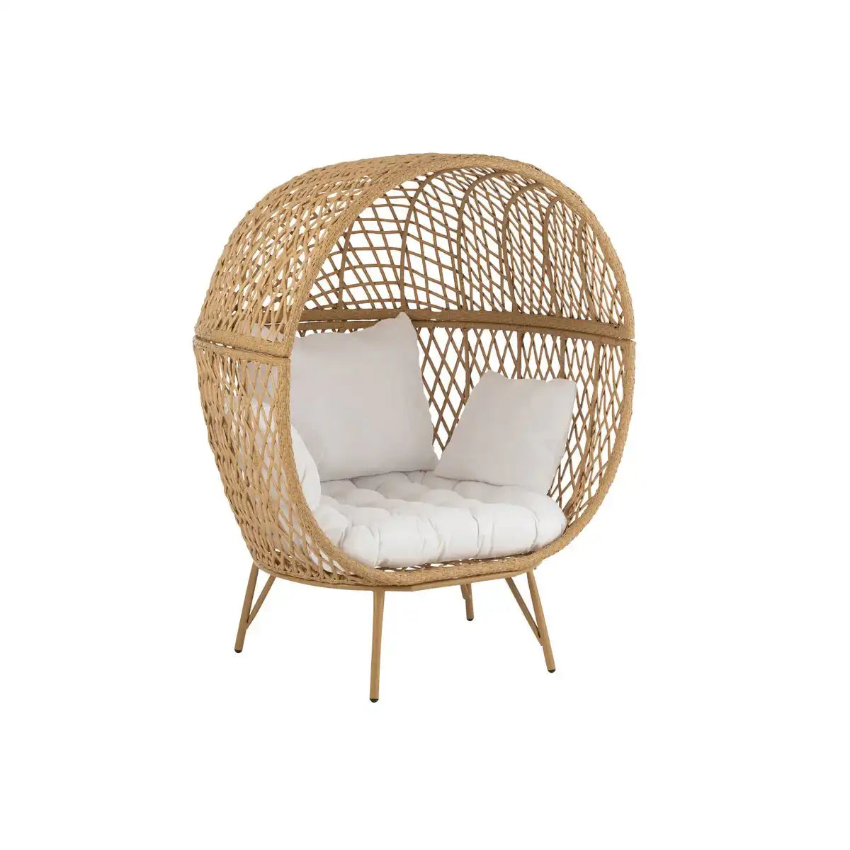 J-Line Lounge Chair+Kissen Eva Metal/Reed Beige