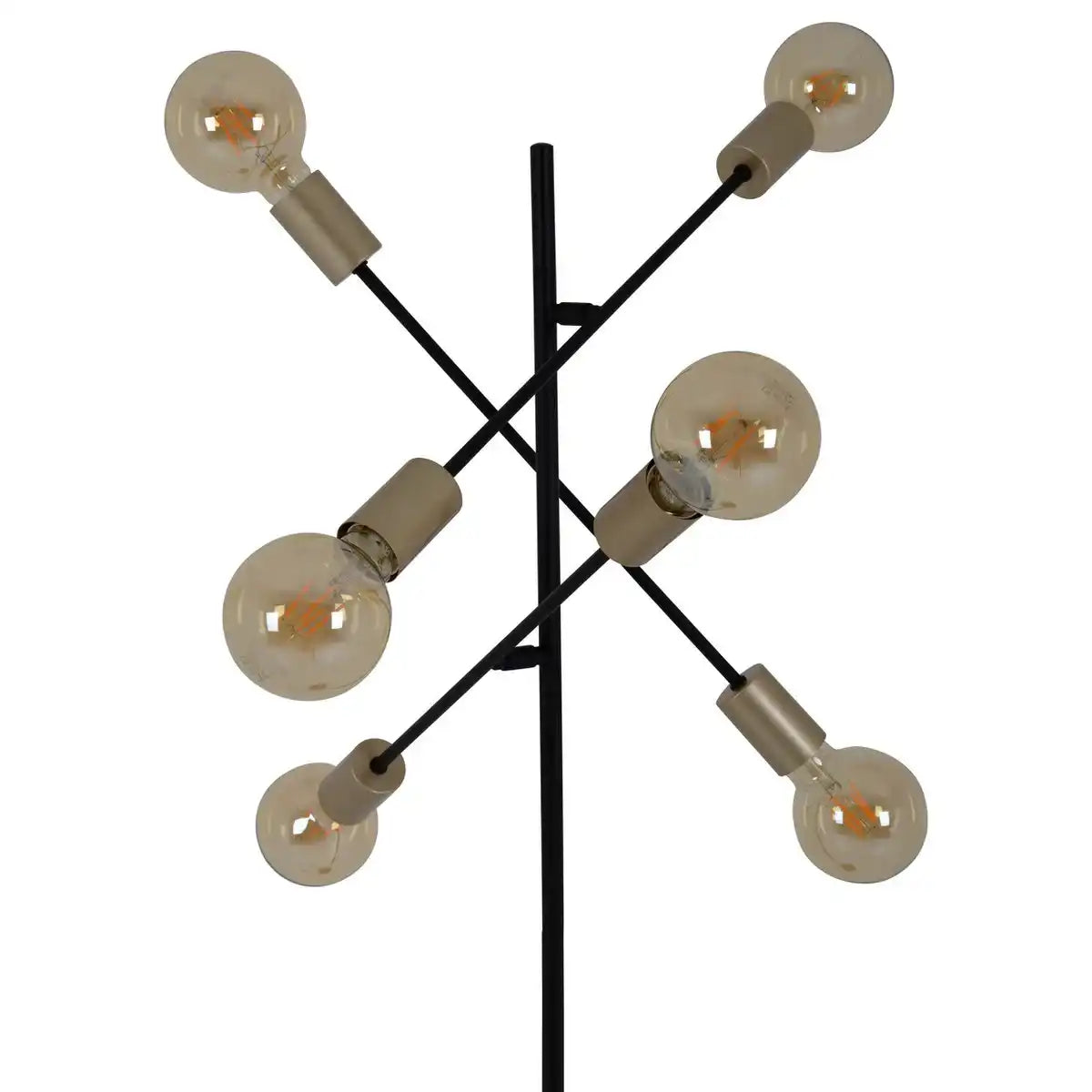Stehleuchte "MODO" aus Metall in Schwarz,, Fassungen in Gold, E27-Fassung, Stehlampe für Wohnzimmer, Esszimmer, Küche, Diele, Flur oder Büro, 150 x 49 cm