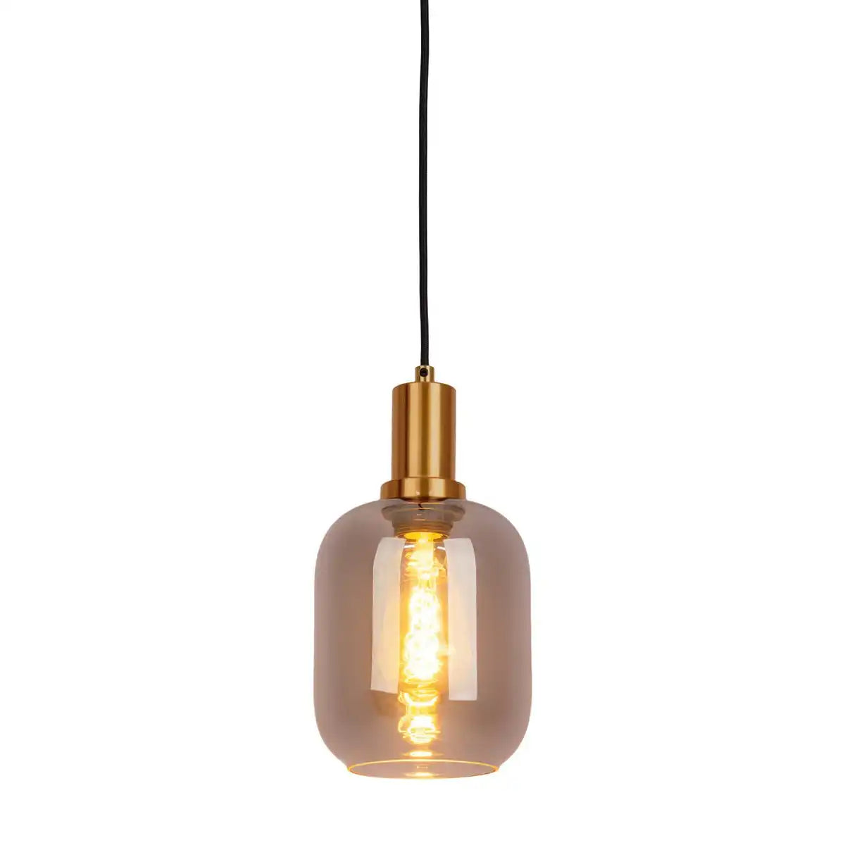 1er Pendelleuchte "FUMO", Pendellampe aus Metall und Glas in Schwarz, mit E14-Fassung, für Esszimmer, Wohnzimmer, Diele oder Büro, Hängelampe 150 x 20 cm