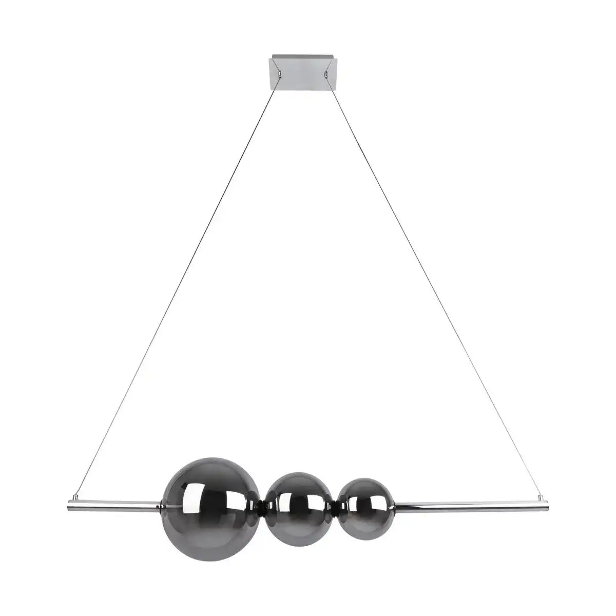 LED Pendelleuchte chrom "NOVA" aus chromfarbenem Metall, Kunststoff und Rauchglas, mit fest verbauten LEDs, ca. 105 cm lang
