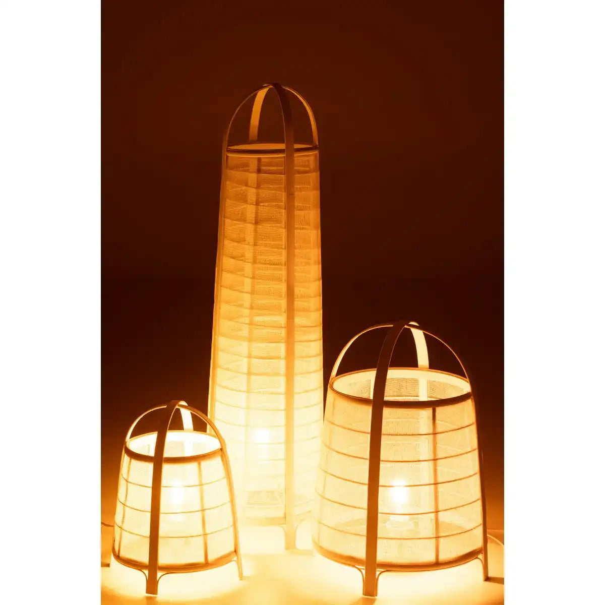 J-Line Lampe Don Baumwolle/Bambus Weiß