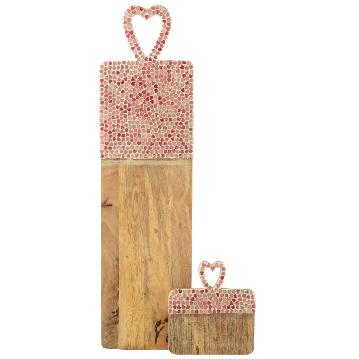 J-Line Tray Heart Mosaic Long Mango Holzrosa
