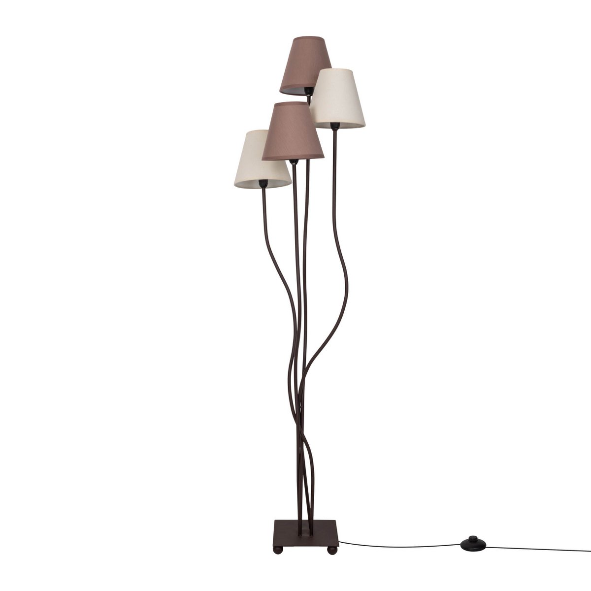 Textilstehleuchte 4-flammig "BOHO", Stehlampe in Beige/Braun, mit E14-Fassung, für Esszimmer, Wohnzimmer, Diele oder Büro, 138 cm hoch