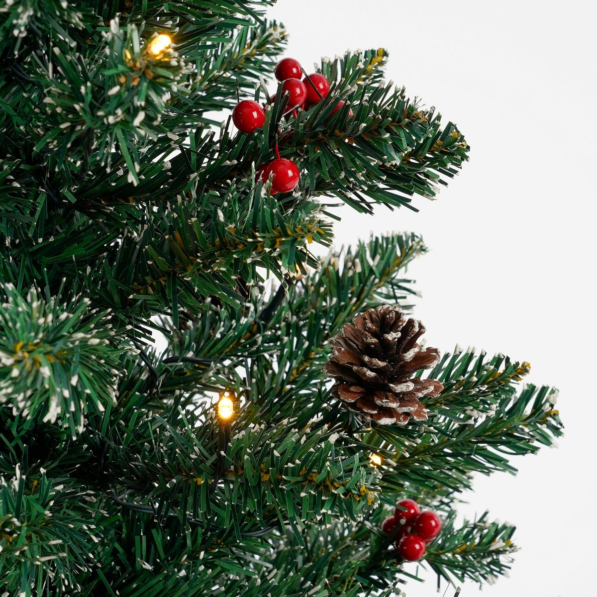 Künstlicher Weihnachtsbaum im Topf mit LED-Beleuchtung – H90 x Ø50 cm – Grün gefrostet