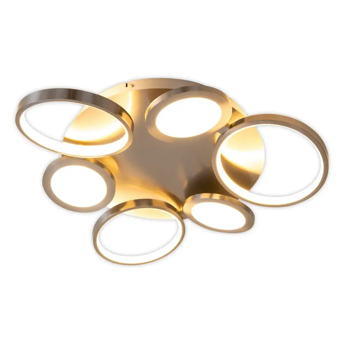 LED Deckenleuchte "STELARI" Ø 56 cm, aus Metall in stahl-blank und weißem Kunststoff, mit fest verbauten LEDs, Deckenlampe für Wohnräume oder Büro