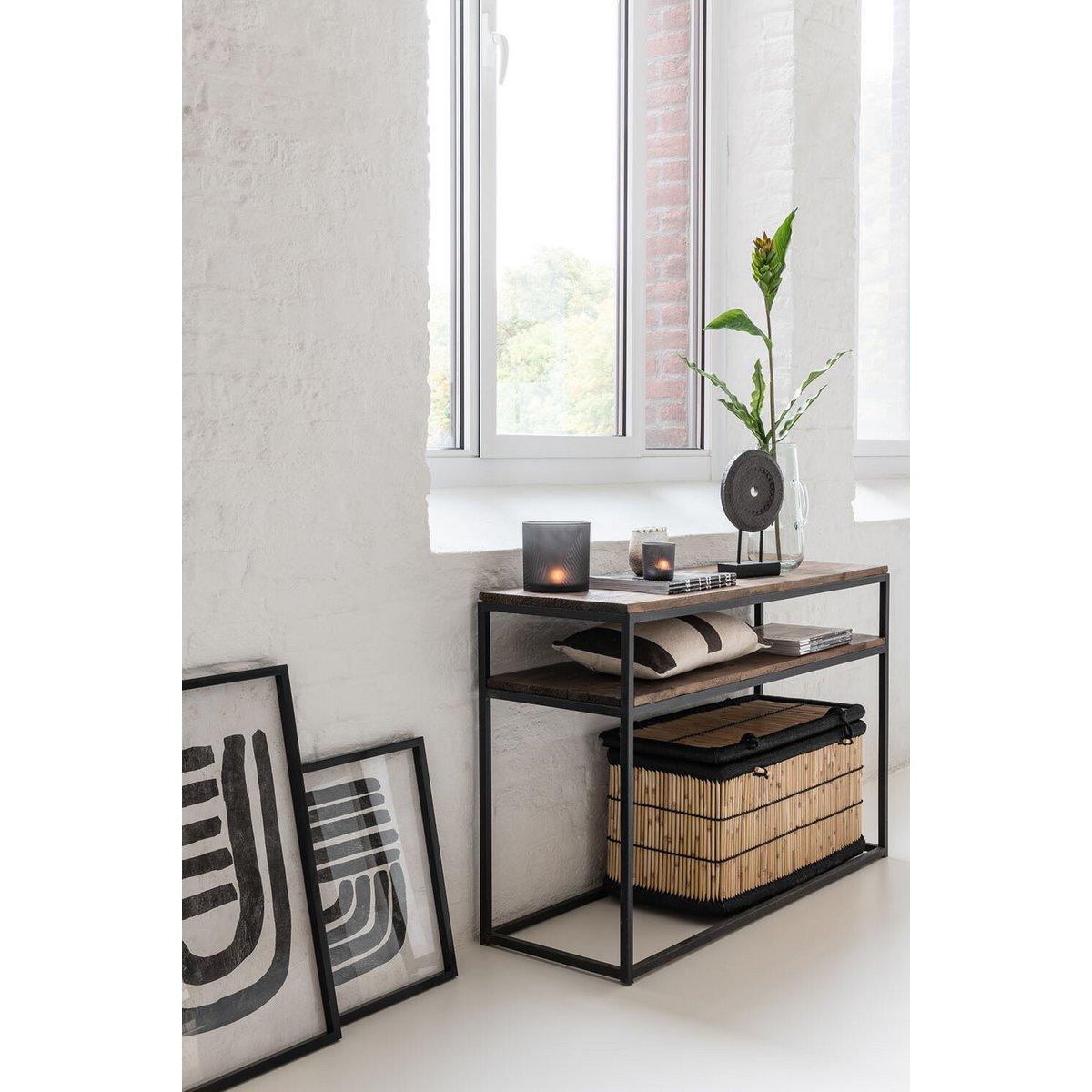 J-Line Konsole Holz/Mit Braun+Schwarz