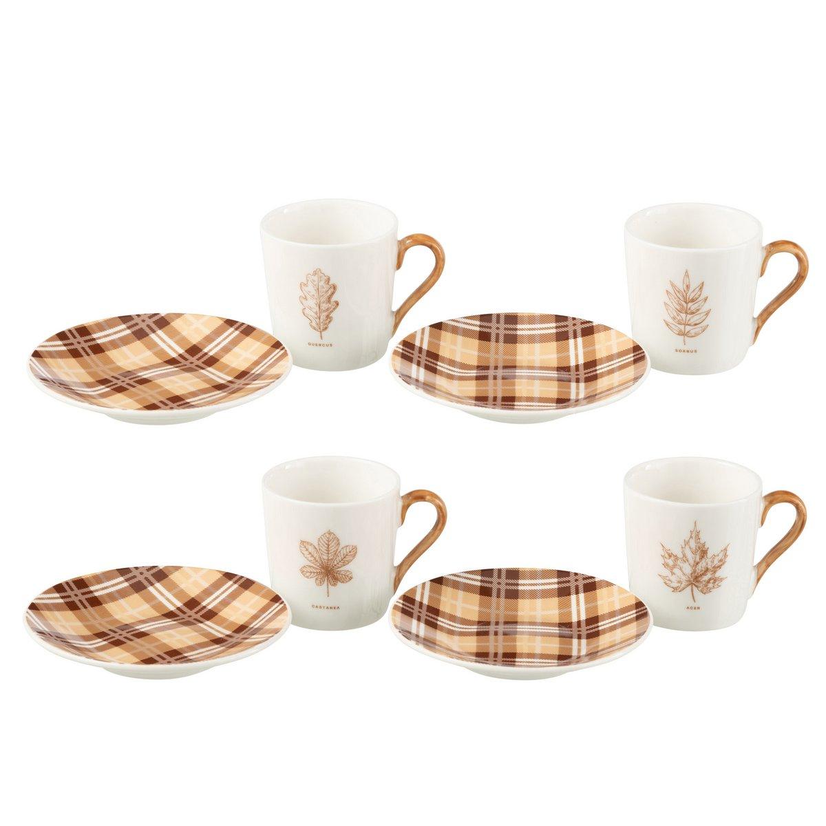 J-Line Tasche + Untertasse Tablett - Geschenkbox - Keramik - Braun - S -