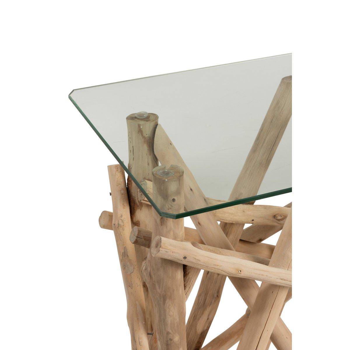 J-Line Konsole, rechteckig, Zweige, Holz/Glas, natürlich