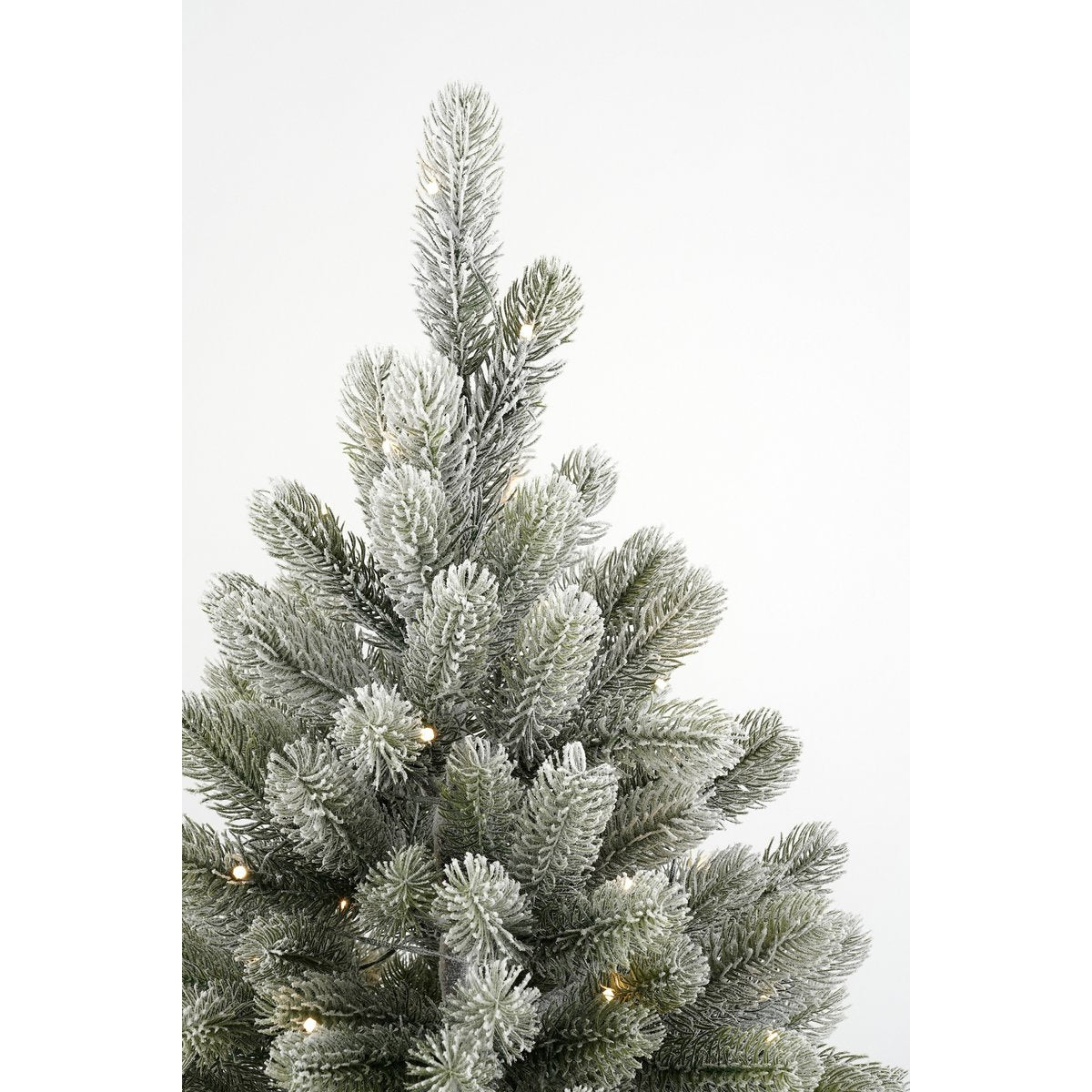 Künstlicher Weihnachtsbaum im Topf mit LED-Beleuchtung – H90 x Ø55 cm – Grün gefrostet