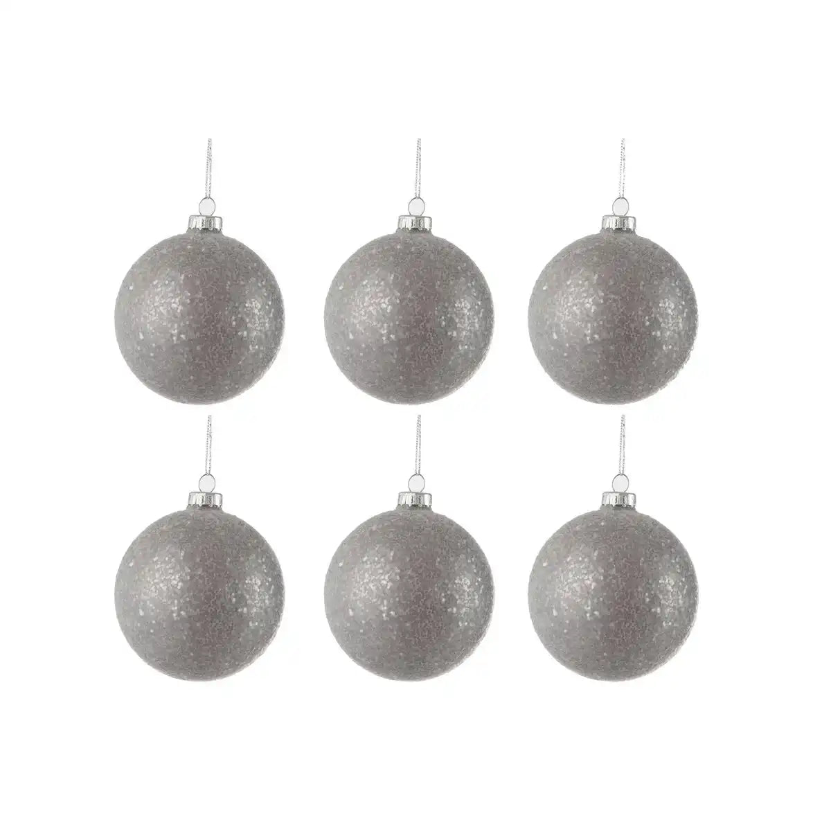 J-Line Weihnachtskugel Pailletten – Glas – Grau – 6er-Box