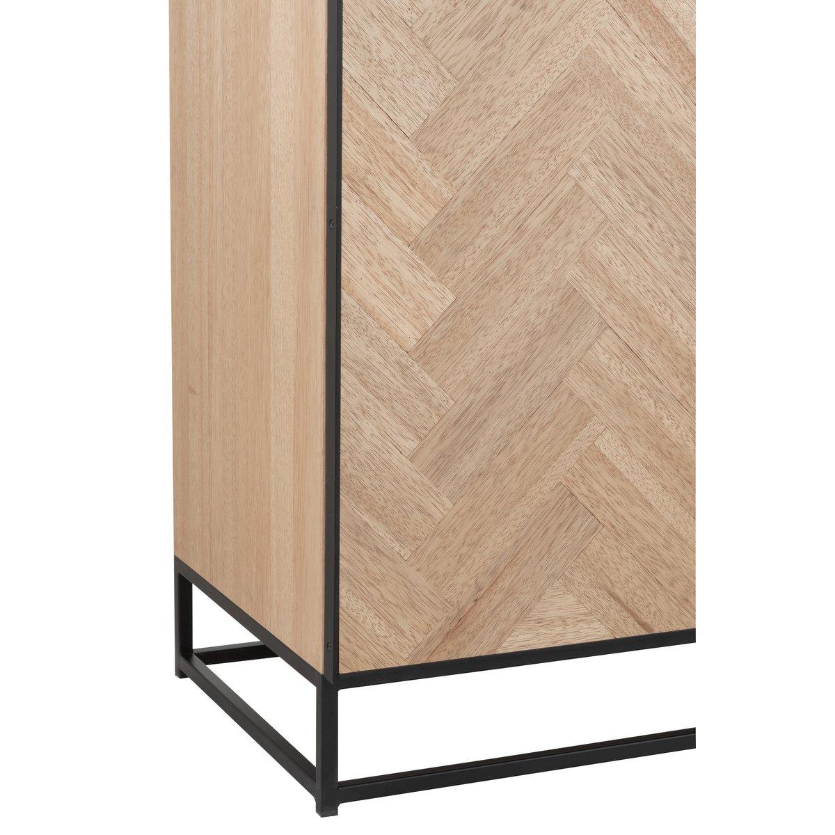 J-Line Sideboard 4 Türen Zickzack – Holz/Metall – Natur/Schwarz
