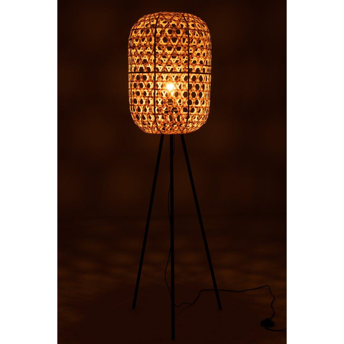J-Line Lampen-Stehstativ, rund, Bambus, Metall, Natur/Schwarz