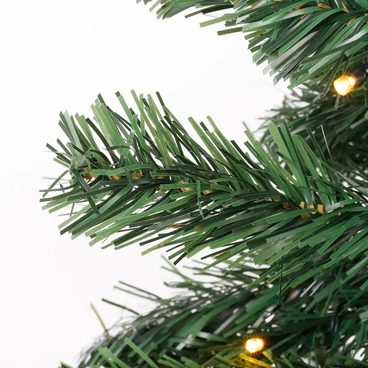 2er Set künstlichen Weihnachtsbäumen und 1 Weihnachtskranz mit LED -Beleuchtung - grün gefrostet