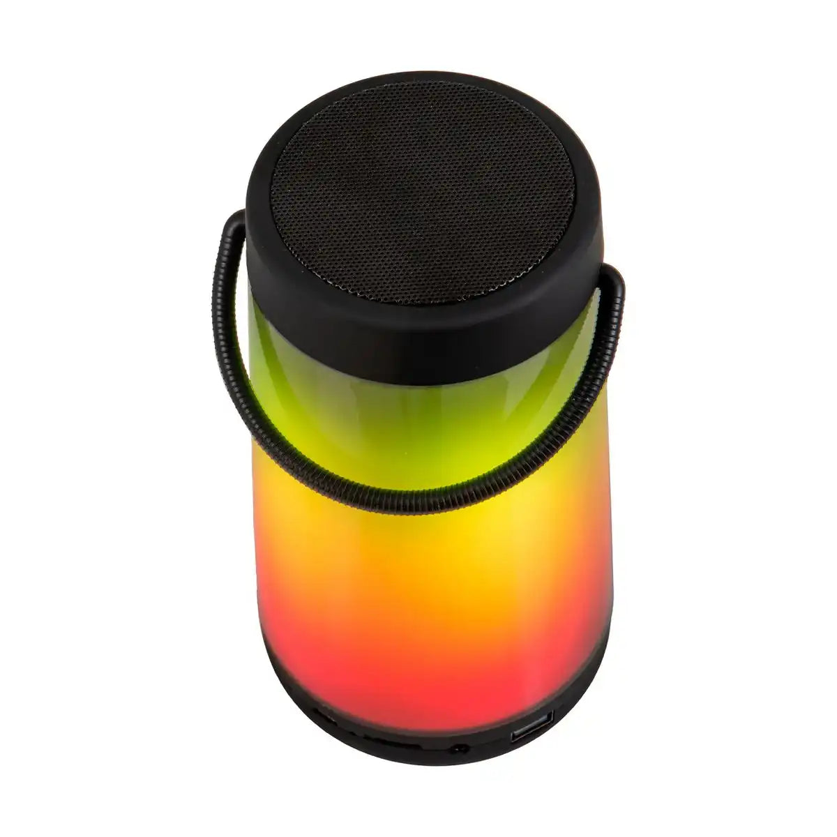 LED-Tischleuchte mit BT-Speaker "FESTA" für den Außenbereich aus schwarzem Kunststoff mit integrierten LEDs, 18 cm hoch