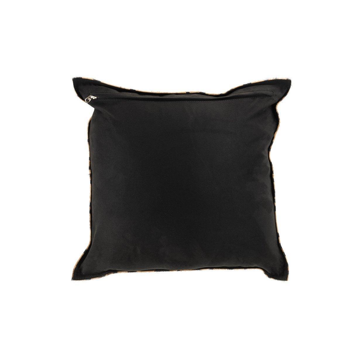 J-Line Kissen Zebra Square - Leder - Schwarz/Weiß