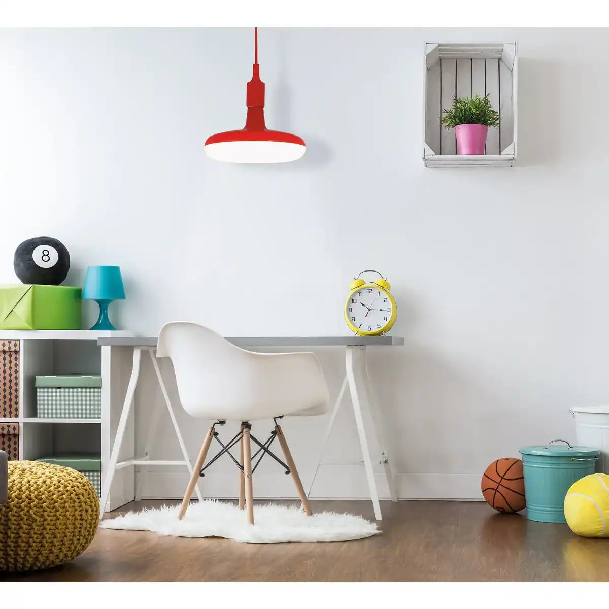 Pendelleuchte "UFO" LED rot, Hängelampe aus Kunststoff mit E27-Fassung inkl. Leuchtmittel