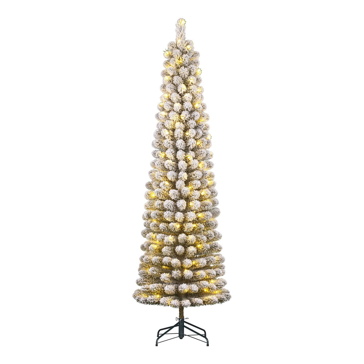 Künstlicher Weihnachtsbaum von Charlton mit warmweißer LED-Beleuchtung – H215 x Ø56 cm – Grün gefrostet