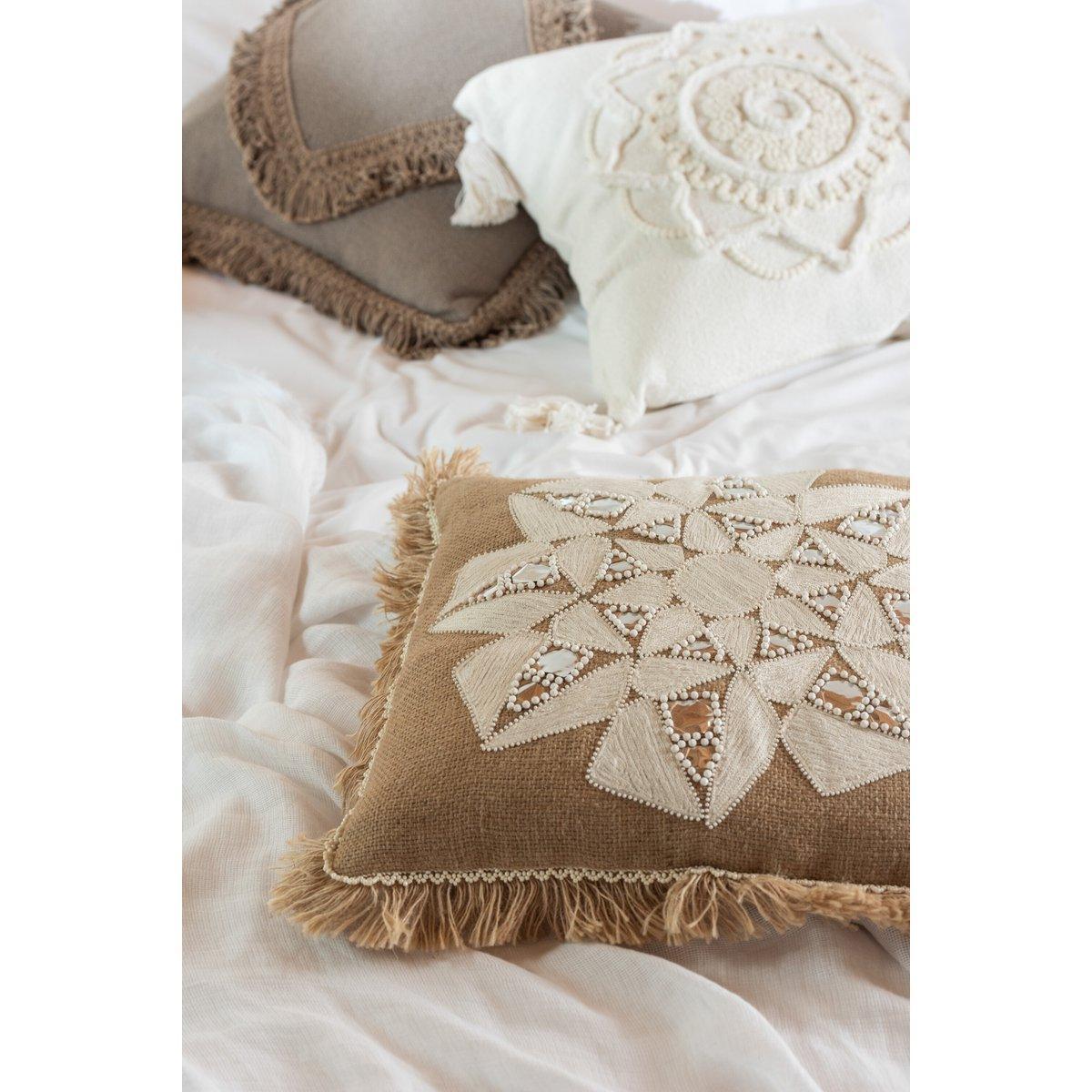 J-Line Kissen Flower Abstract – Jute – Natur/Beige
