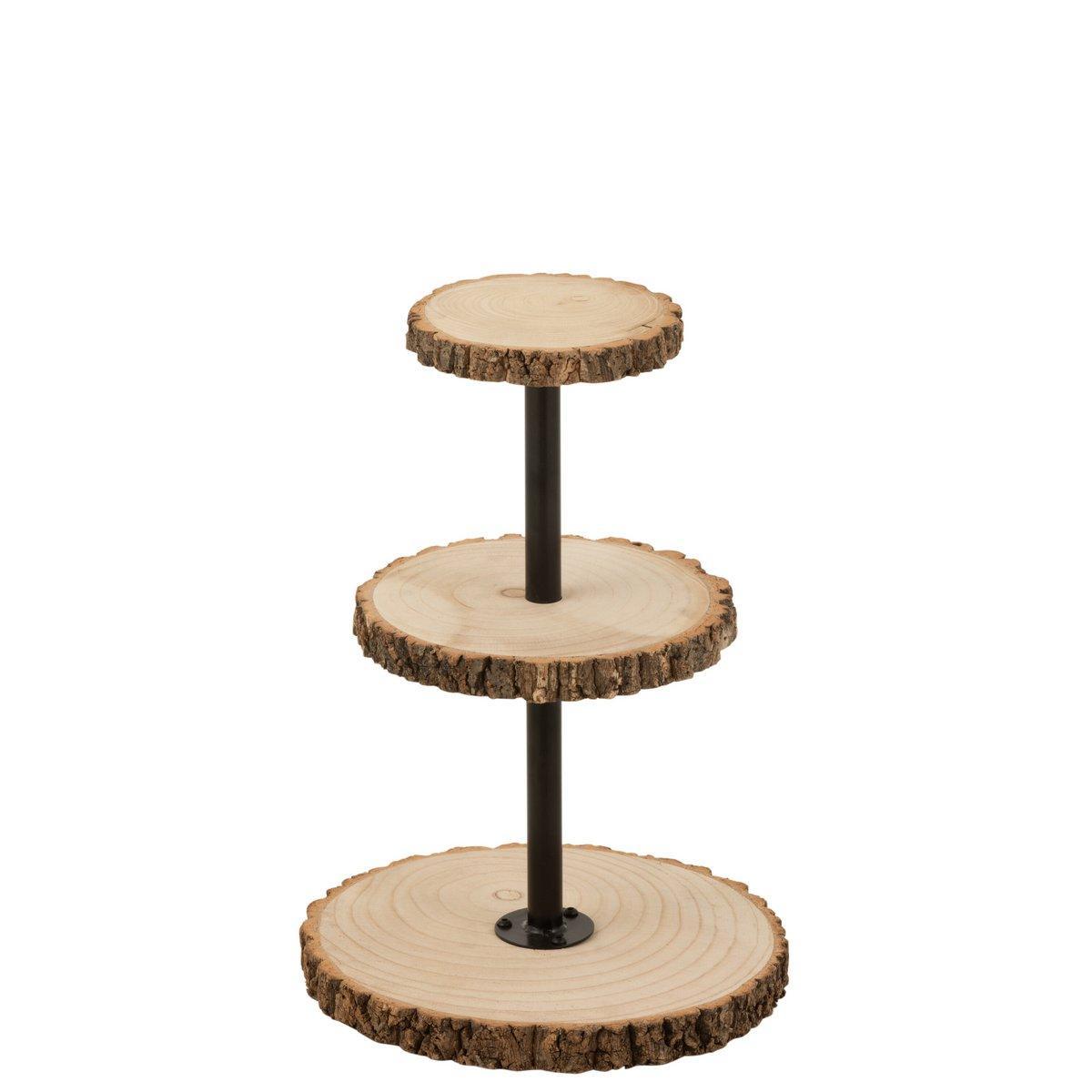 J-Line 3 Ebenen rundes Paulownia-Tablett – Tablett – Holz – Natur