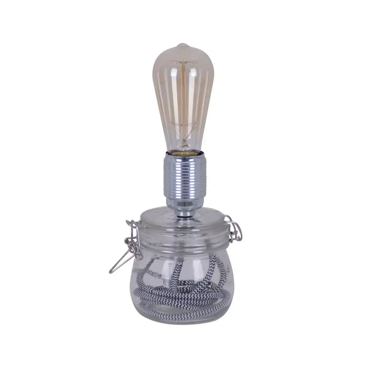 Glas-Tischleuchte max. 11 cm hoch aus Metall und Glas, E27-Fassung, Tischlampe für Esszimmer, Küche, Kinderzimmer, Diele