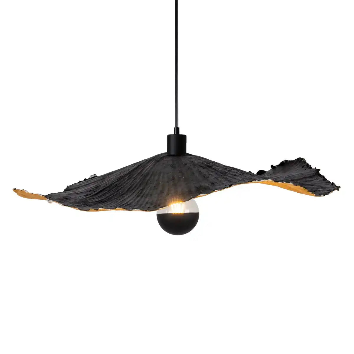 Papier-Pendelleuchte "CRAZY PAPER" Ø 56 cm aus beschichtetem Papier in Schwarz,, E27-Fassung, Beleuchtung für Wohnräume oder Büro