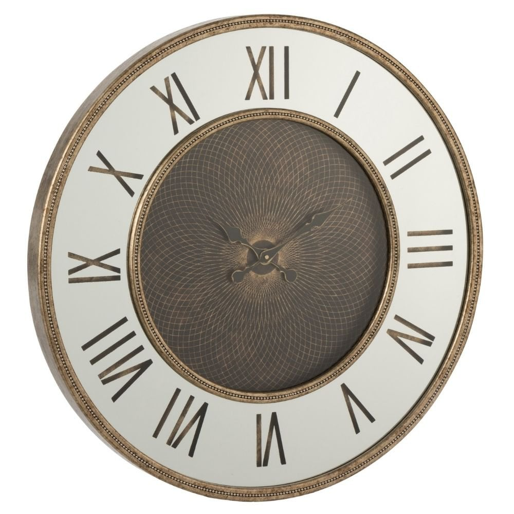 Wanduhr Uhrenspiegel - Metall - Gold - LED-Leuchten 89 cm