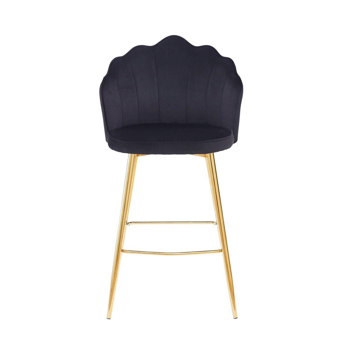 Barhocker Muscheldesign 2er Set aus Samt Schwarz