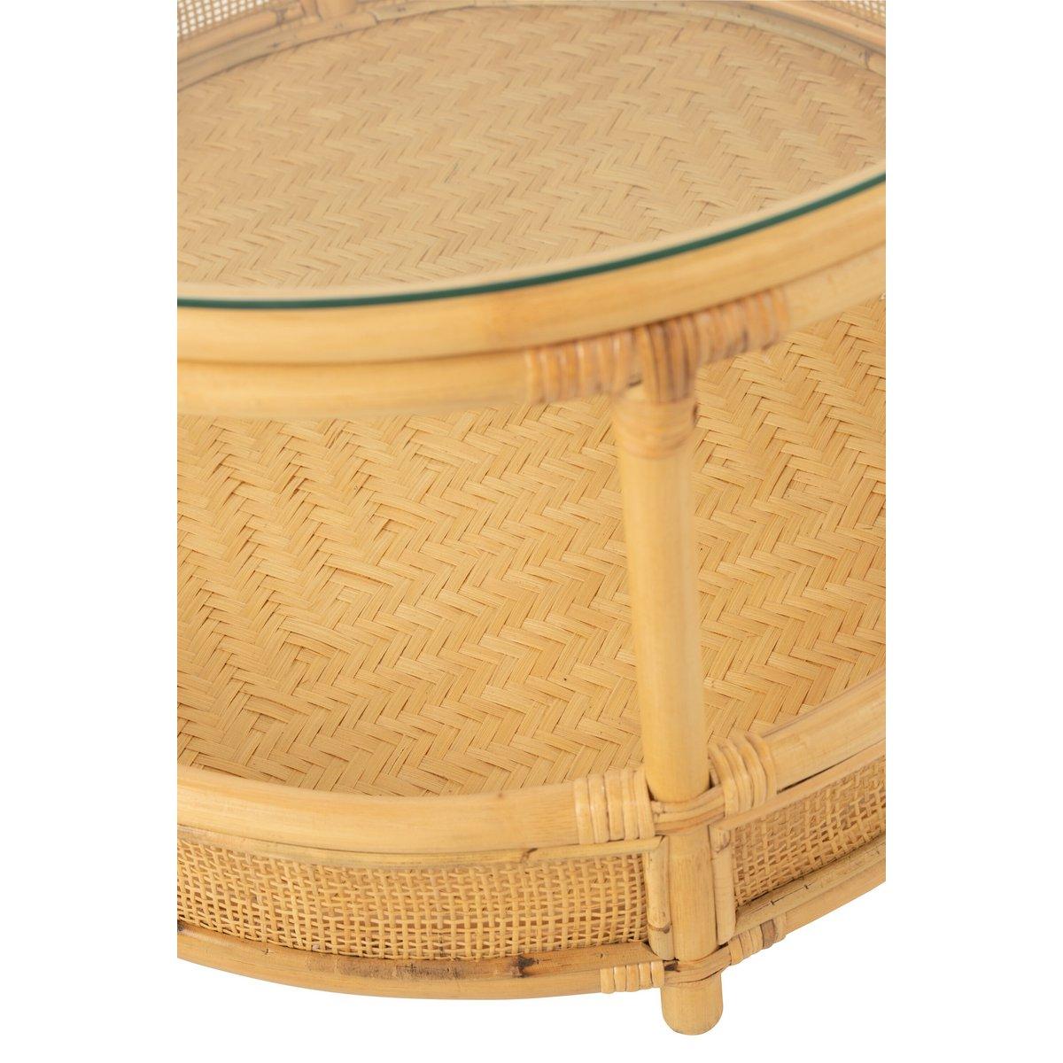 J-Line Couchtisch Jovelyne – Rattan/Glas – Natur