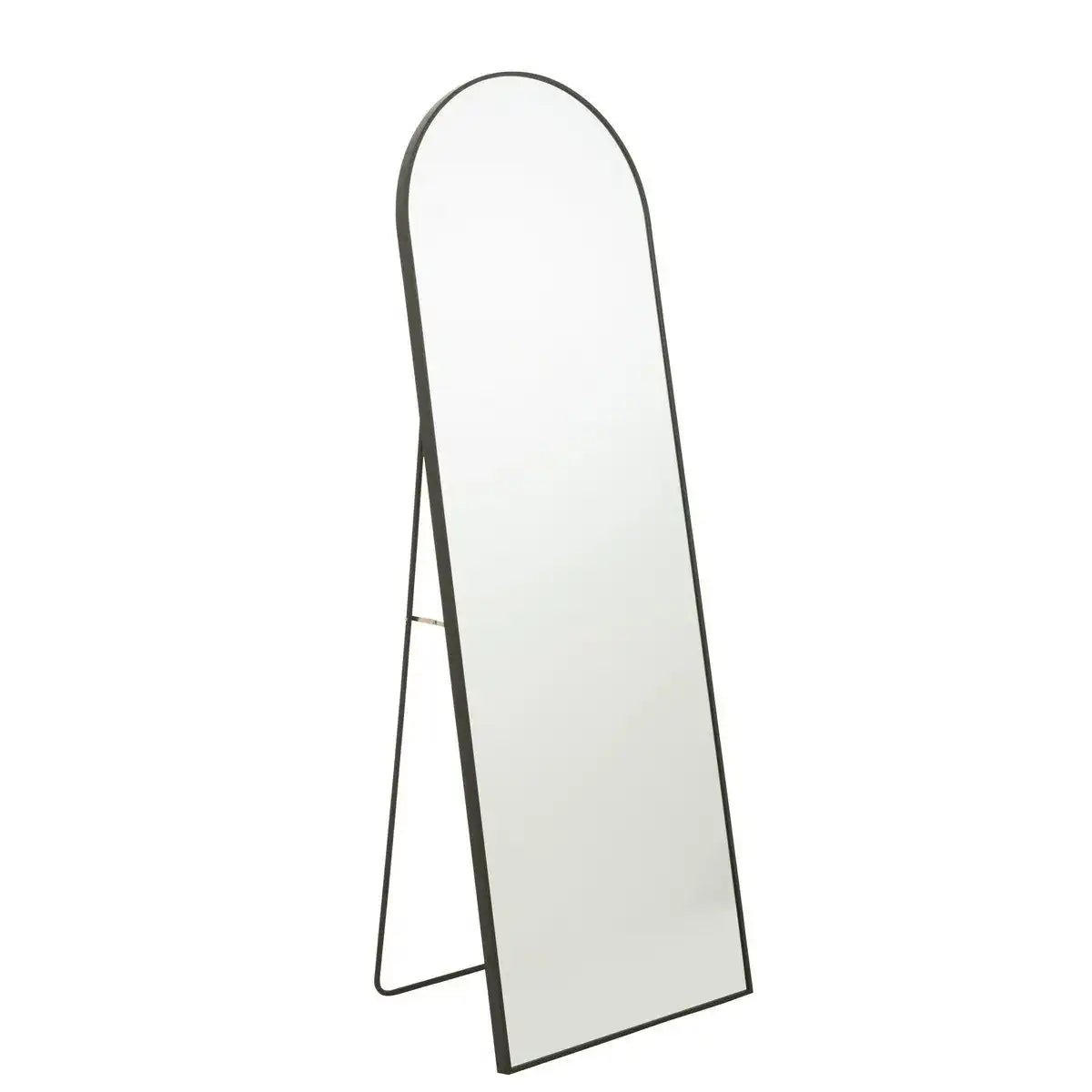 J-Line Spiegel auf Fuß, abgerundetes Glas/Metall, Schwarz – Wandspiegel 50,00 x 150,00 cm