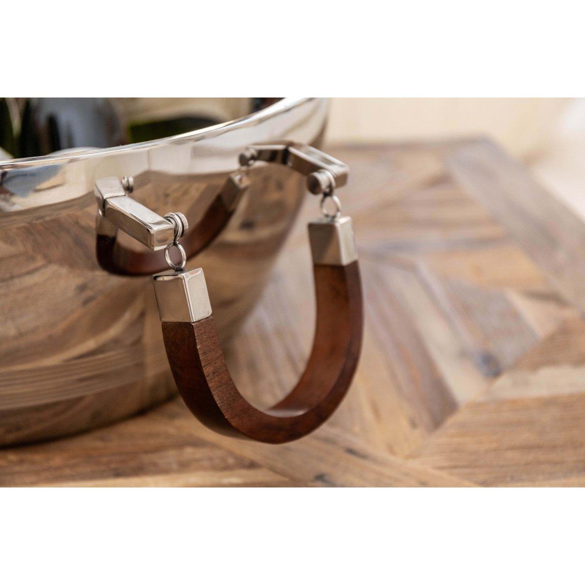 DOPPELWANDIGER CHAMPAGNERKÜHLER MIT HOLZGRIFF 48X48X20CM