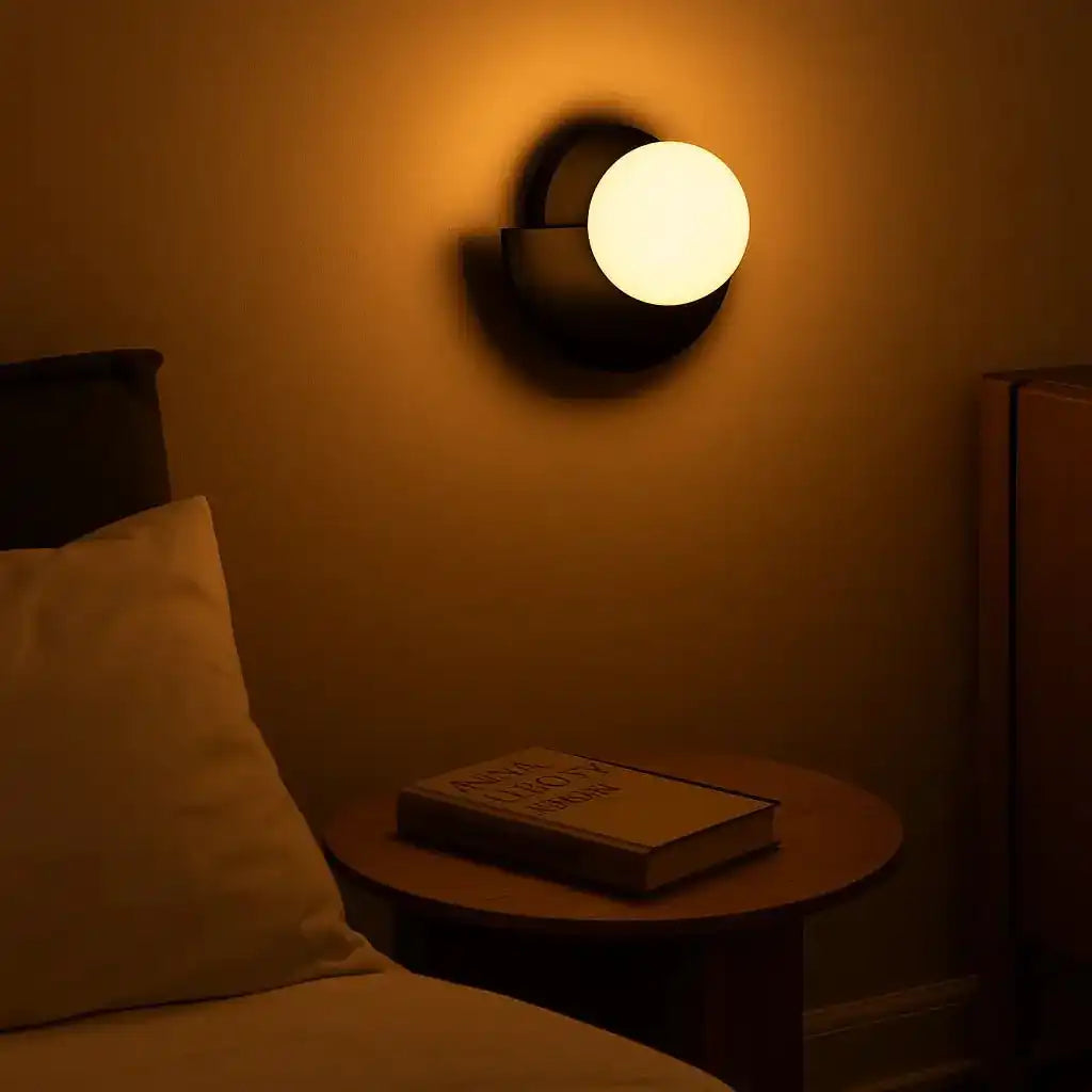 Kane Black Cordless Wandleuchte – wiederaufladbare Lampe aus Holz und Glas
