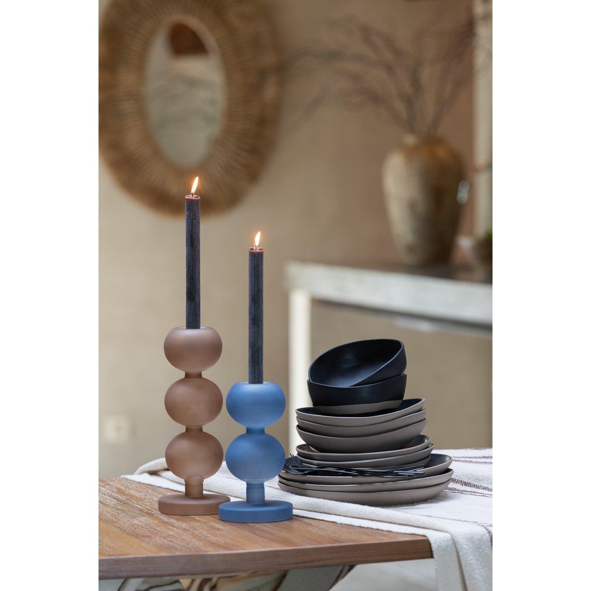 J-Line Set mit 2 Kerzenhaltern aus Malik-Glas, Taupe