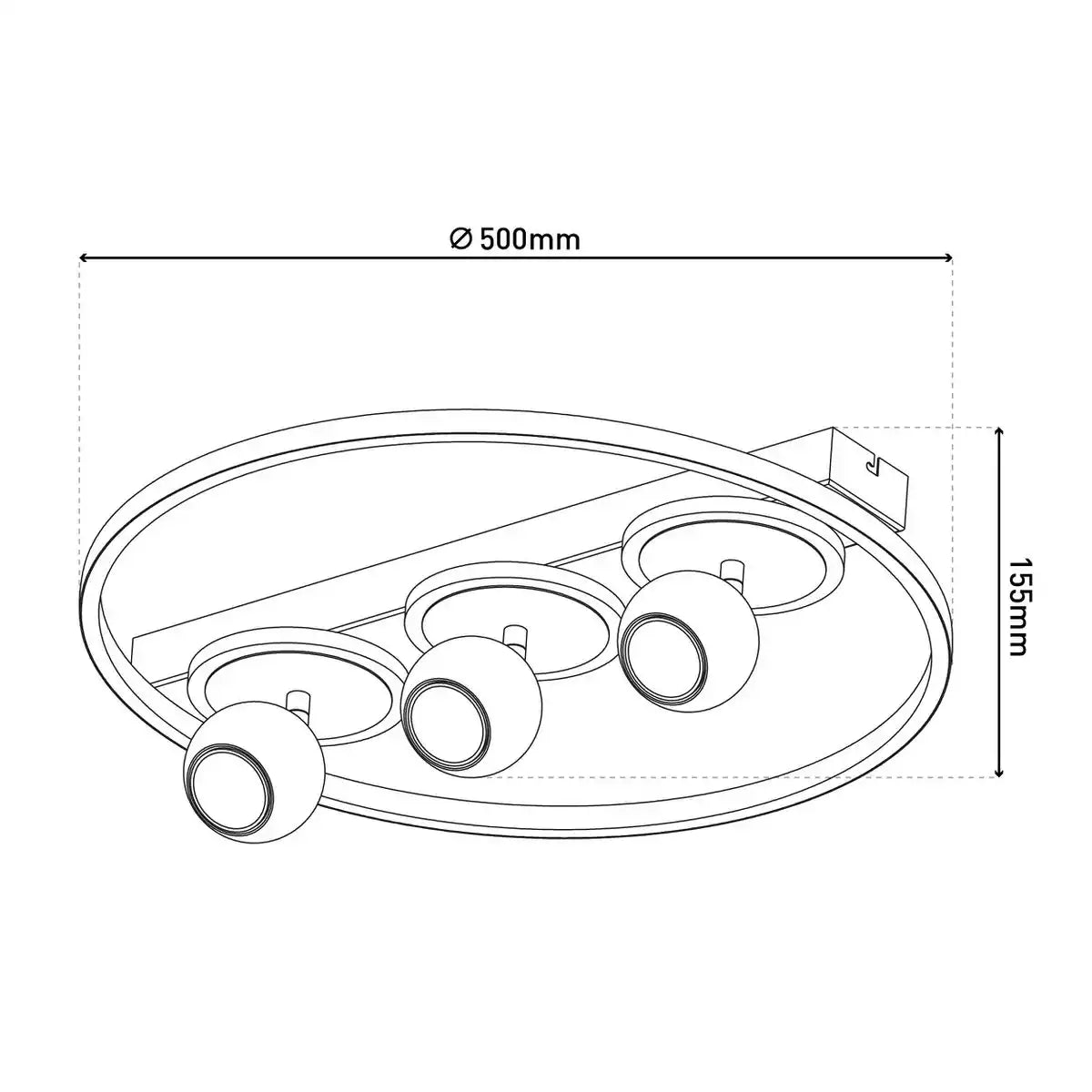 3er-Spot LED Deckenleuchte "RONDA" Ø 50cm, aus Metall und Kunststoff, weiß, GU10, Spots innen