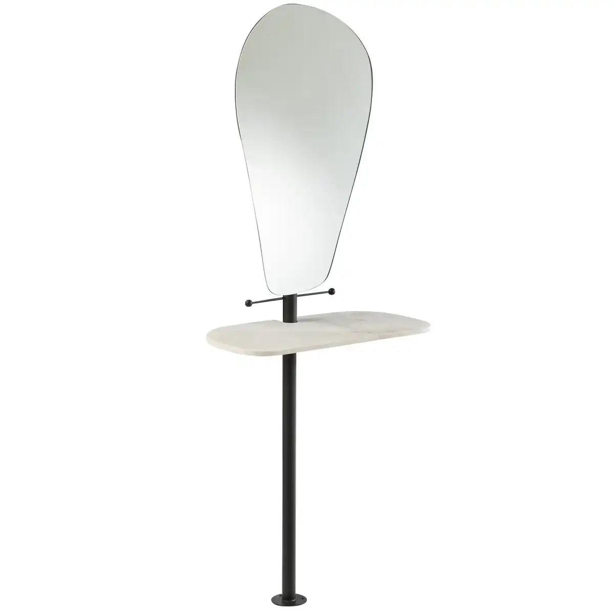 J -Line Mirror + Wandregal - Eisen/Glas - Weiß/Schwarz - 185 cm hoch