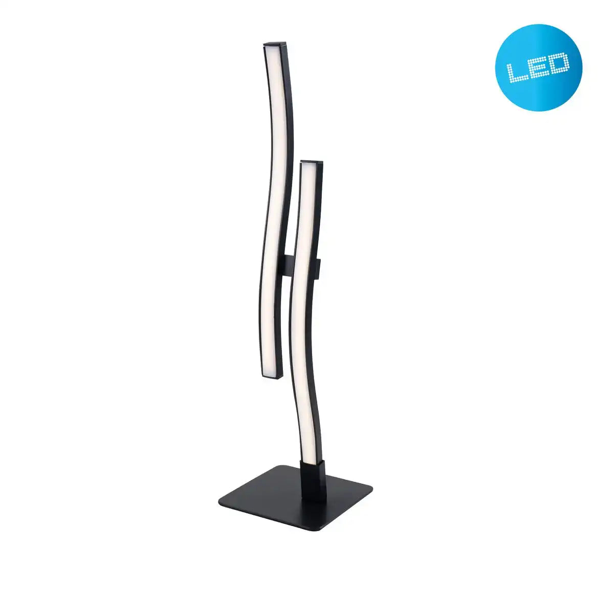 LED Tischleuchte "Onda", Tischlampe aus Metall und Kunststoff in Schwarz, mit fest verbauten LEDs, Beleuchtung für Wohnzimmer, Büro oder Nachttisch 44 cm hoch