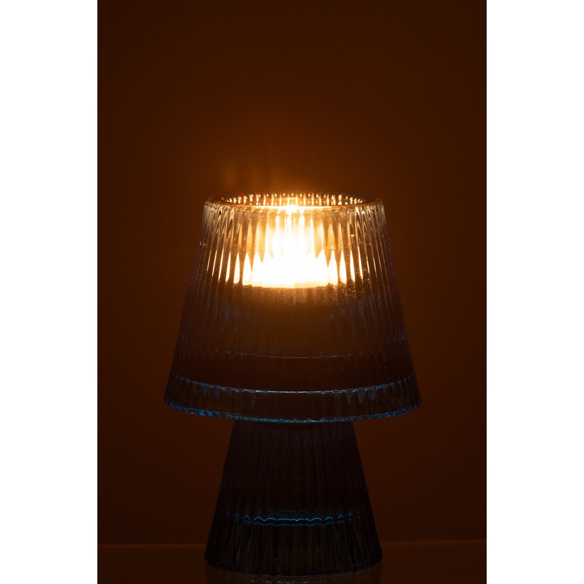 J-Line Teelichthalter Hutglas Blau