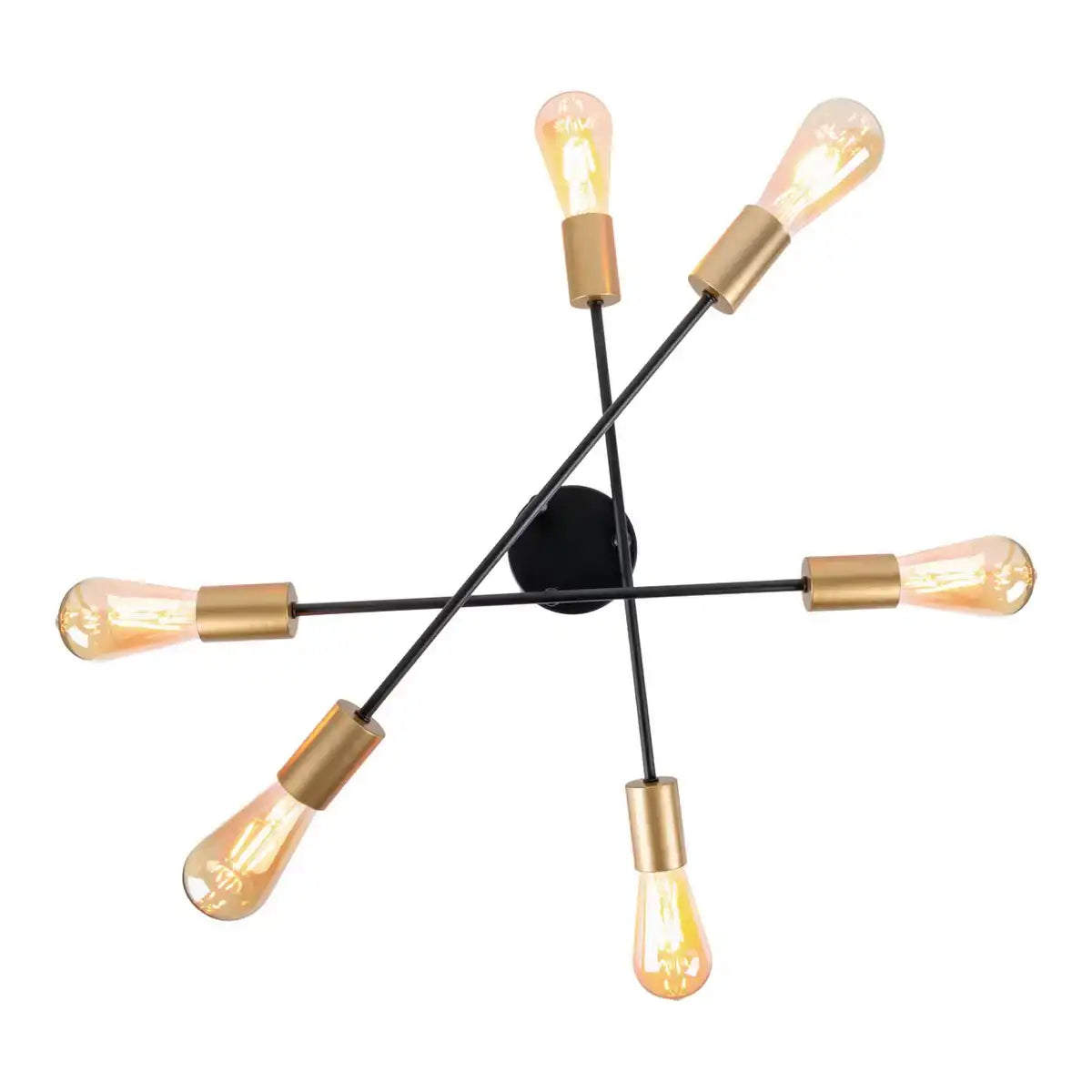 Deckenleuchte "MODO" 6-flammig aus Metall in Schwarz,, Fassungen Gold, E27-Fassung, Deckenlampe für Wohnzimmer, Esszimmer, Küche, Diele, Flur oder Büro mit einem Øvon 54,5 cm