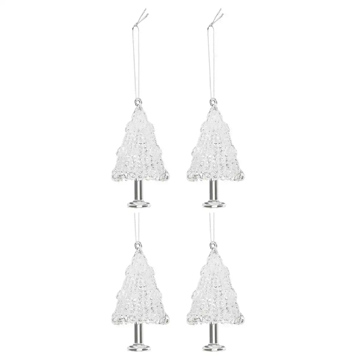J-Line Box mit 4 Weihnachtsbaum-Anhängern aus Glas, transparent