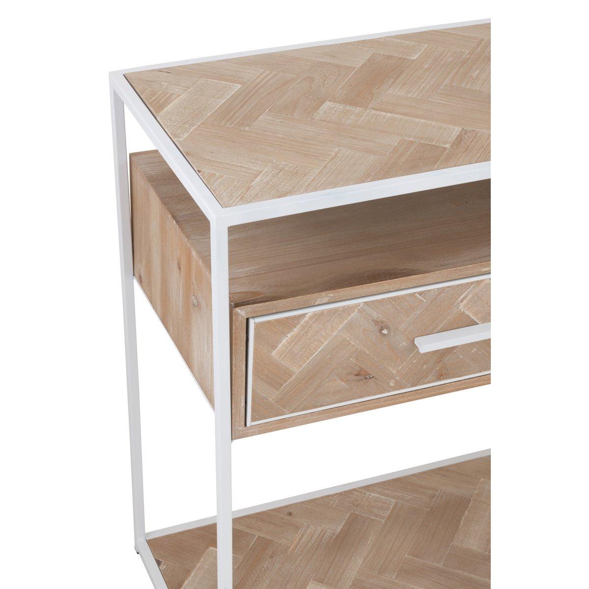J-Line Konsole Zickzack 2 Schubladen Holz/Metall Natur/Weiß