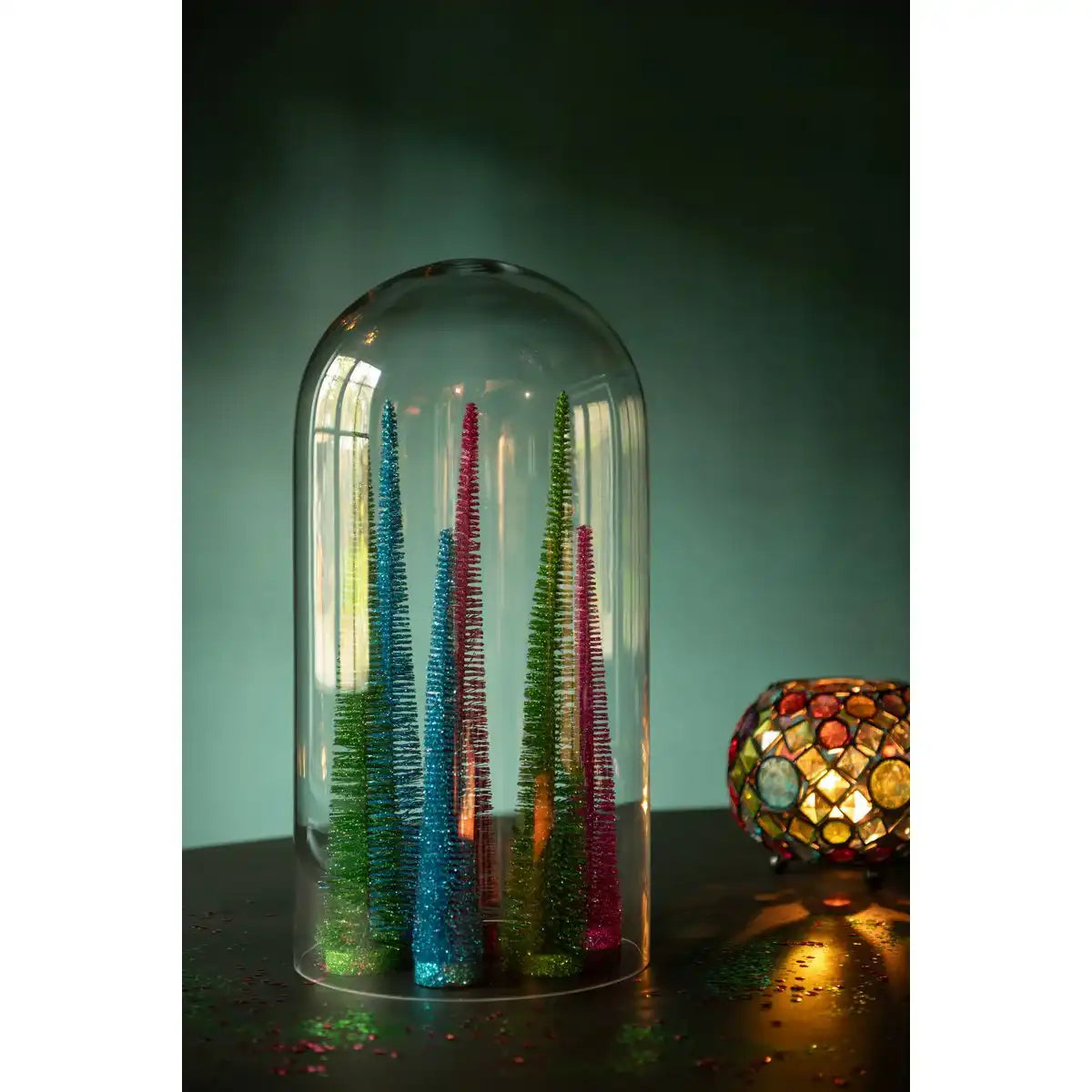 J -Line Dekoration Weihnachtsbaum Glitzer - Kunststoff - Fuchsia - Schachtel 7