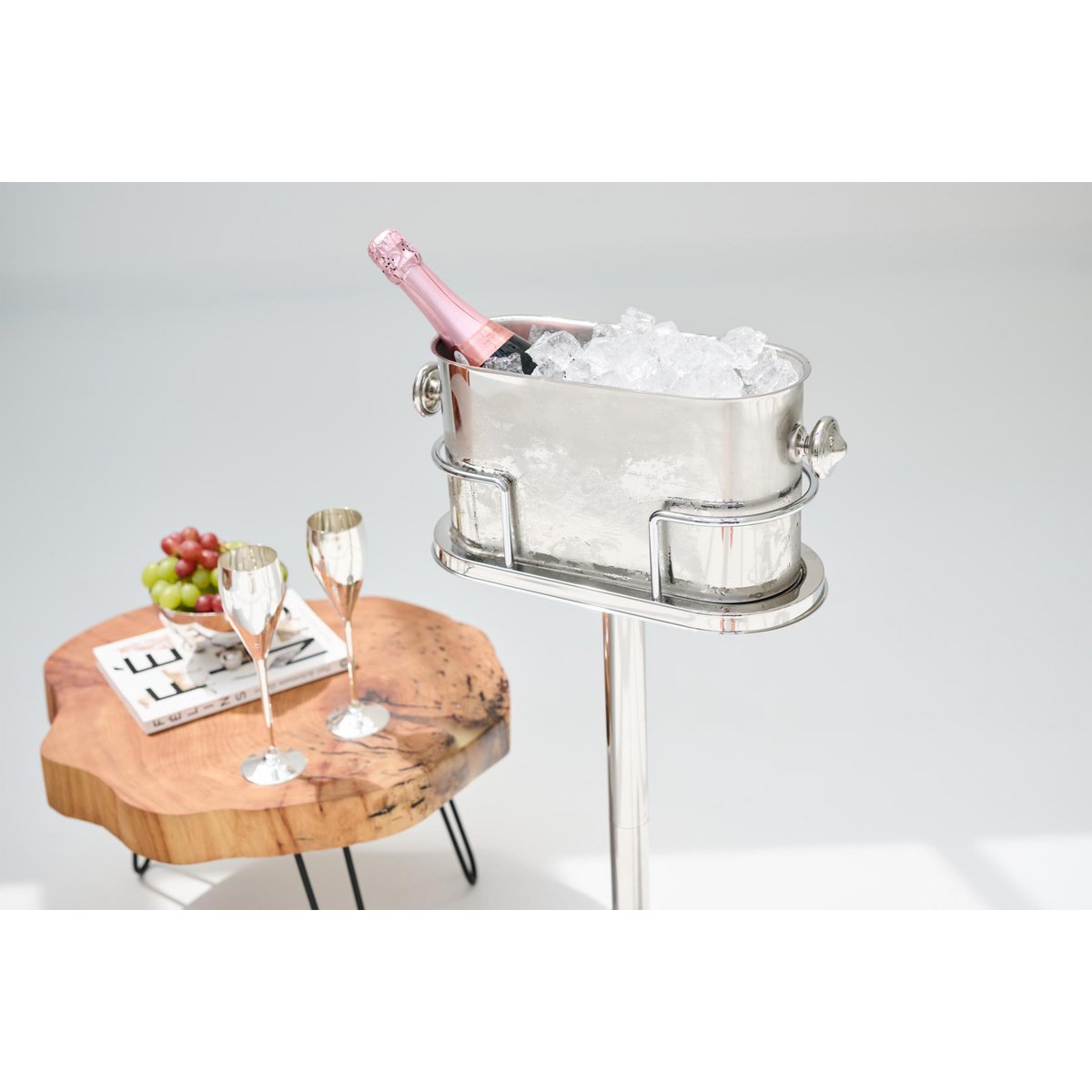 Weinkühler Leo (Höhe 79 cm) auf Ständer, Edelstahl hochglanzpoliert