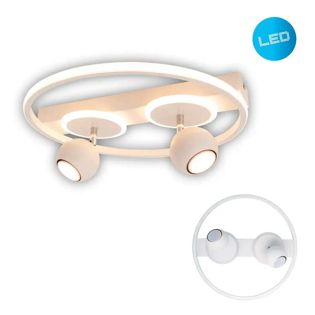 2er-Spot LED Deckenleuchte "RONDA" Ø 40cm, aus Metall und Kunststoff, weiß, GU10, Spots innen