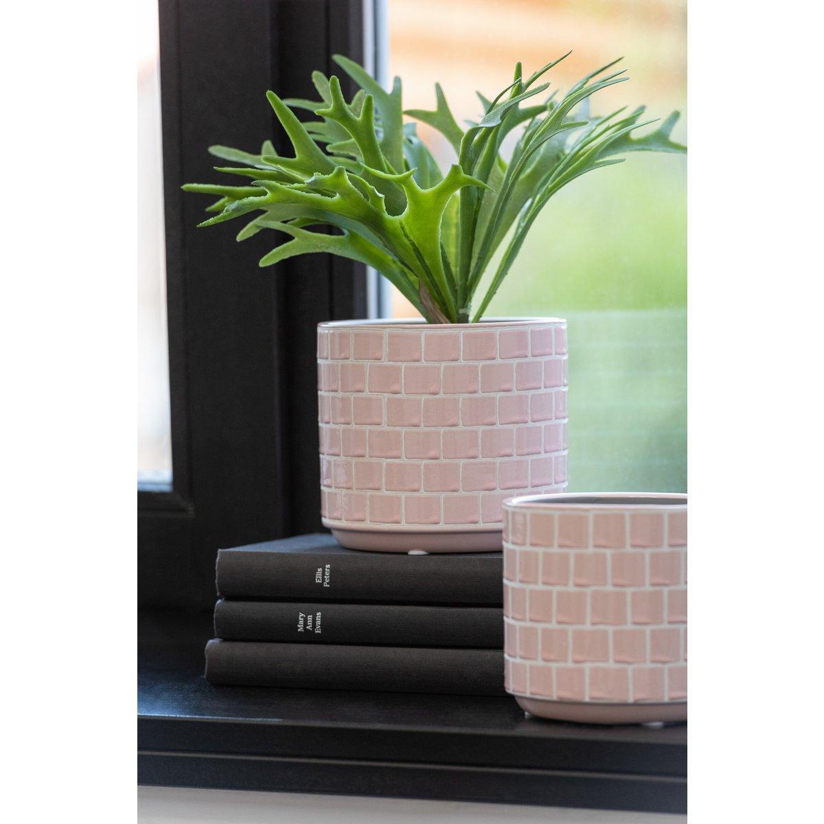 J-Line Blumentopf Shiny - Keramik - rosa - Ø 17 cm - 2 Stück
