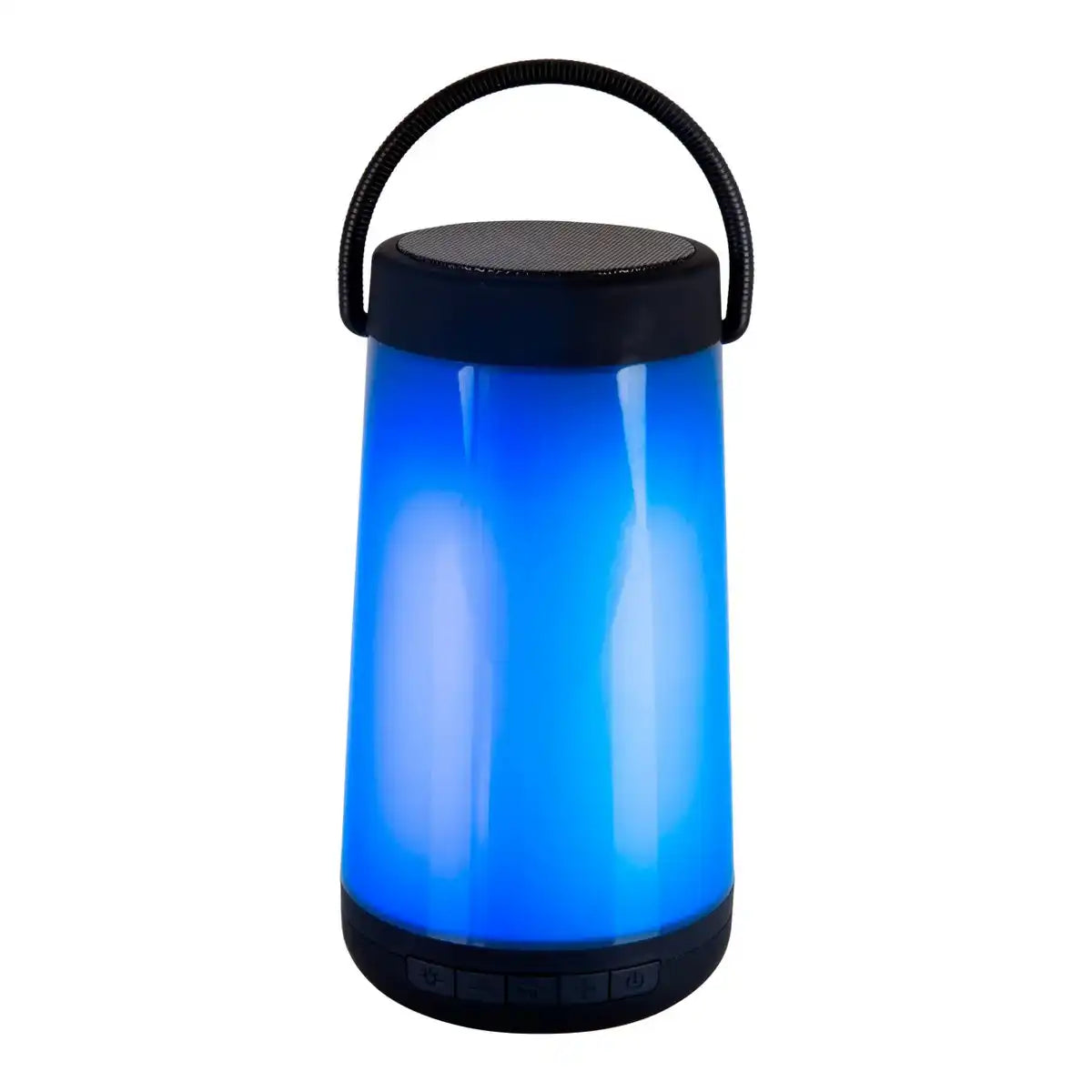 LED-Tischleuchte mit BT-Speaker "FESTA" für den Außenbereich aus schwarzem Kunststoff mit integrierten LEDs, 18 cm hoch