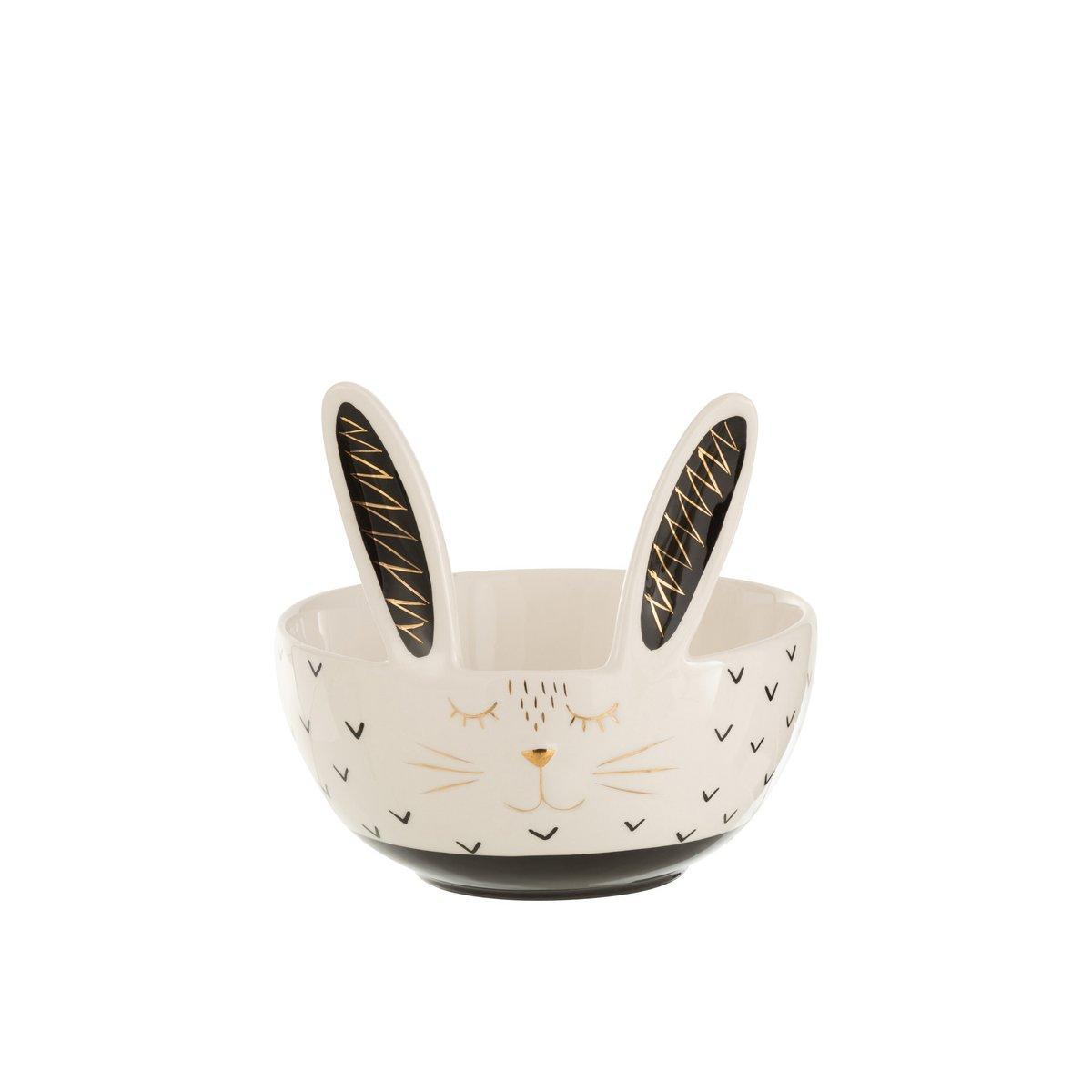 J-Line Schüssel Rabbit – Keramik – Weiß – groß