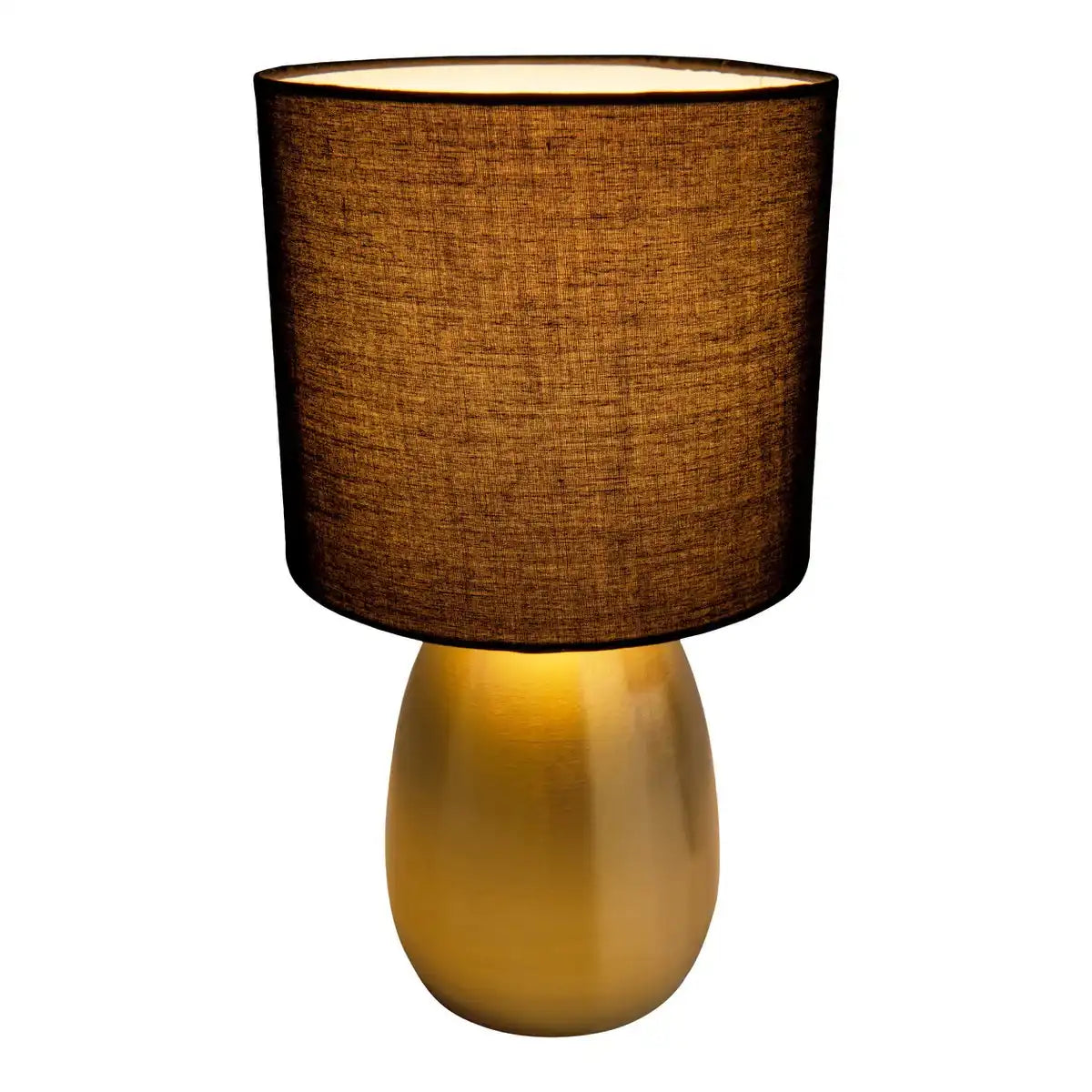 Tischleuchte "AURUM" 33 cm hoch in Gold/schwarz, aus Metall und Textil, mit E14-Fassung, Beleuchtung für Esszimmer, Wohnzimmer, Diele oder Büro