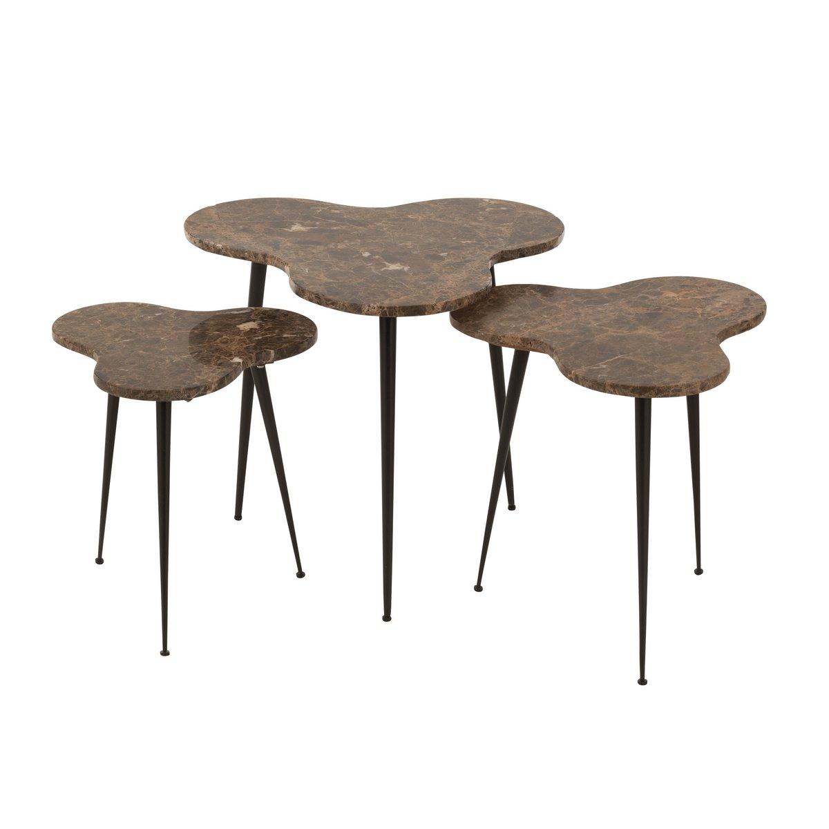 J-Line Beistelltisch – Marmor/Metall – Braun/Schwarz –