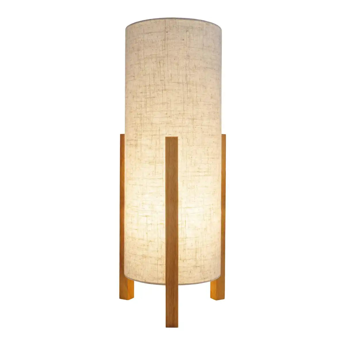 Tischleuchte "MATILDA" klassische Tischlampe mit natürlicher Ausstrahlung durch Holz und Stoffschirm, E27 Fassung, 52 cm hoch