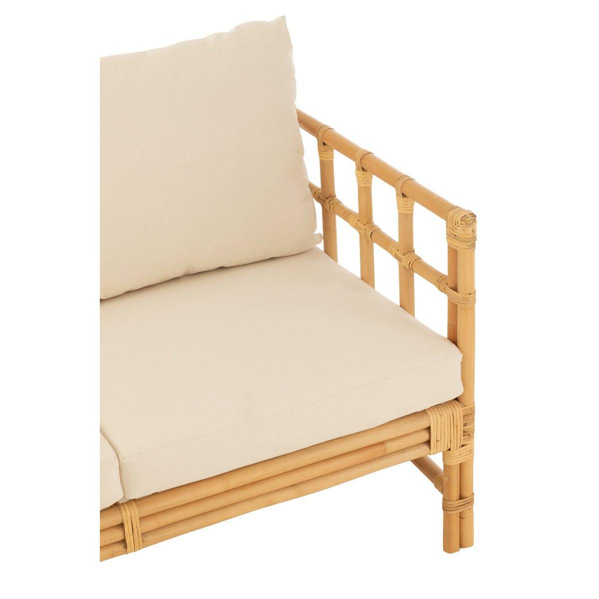 J-Line Sofa Elise + Kissen 2 Personen - Rattan/Textil - Natur/Weiß